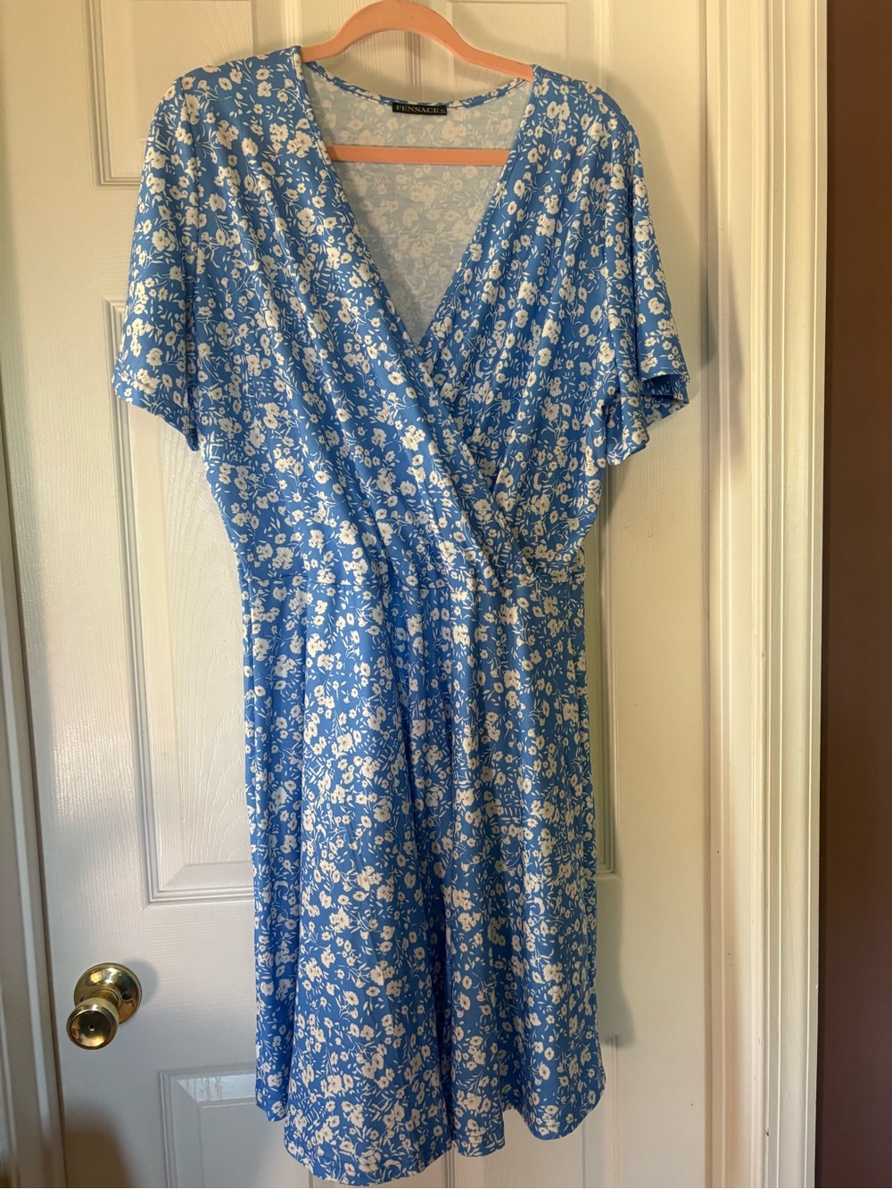 Blue Floral Wrap Dress